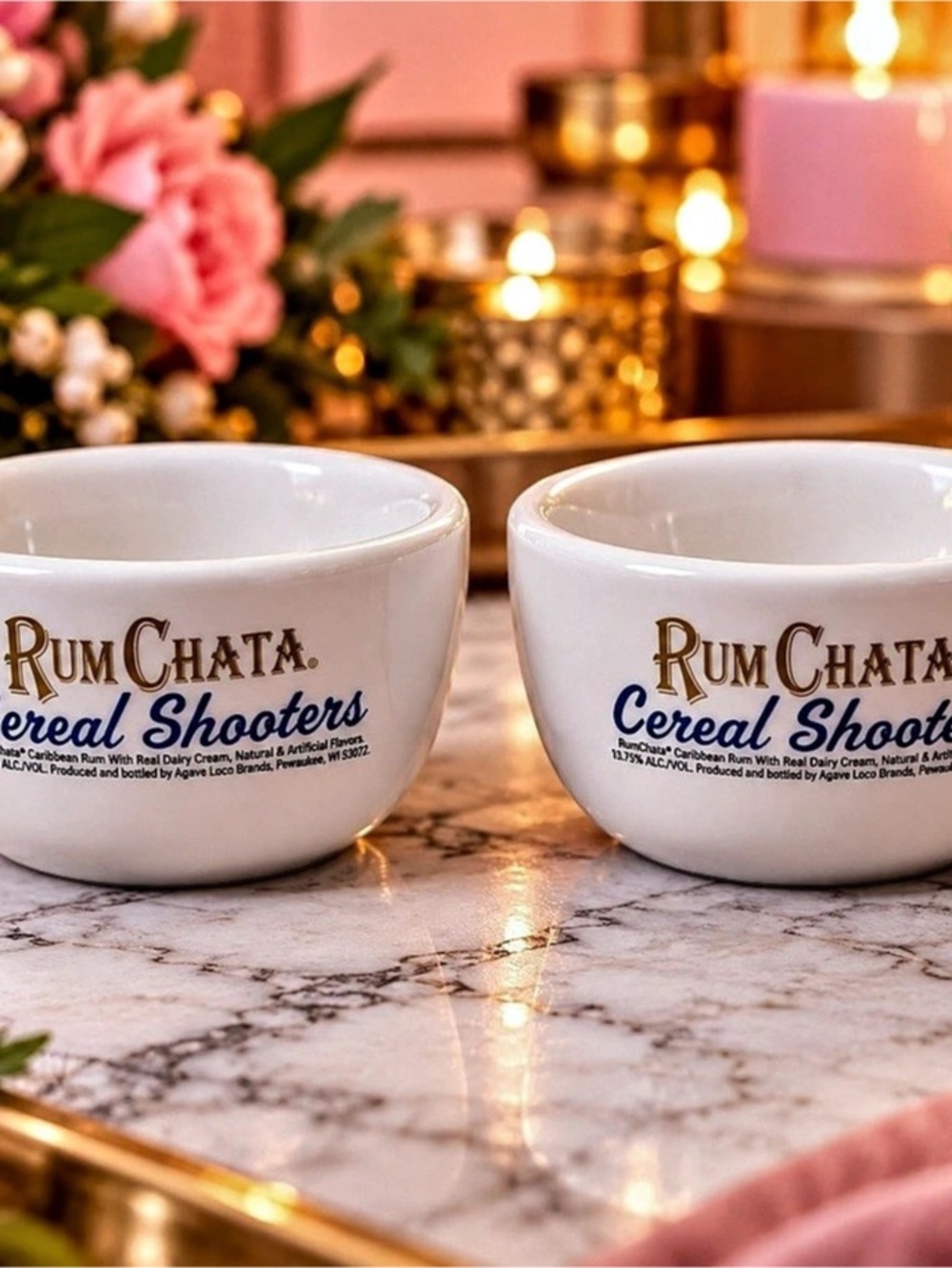 RumChata Cereal Shooters 2 Oz Ceramic Mini Bowls Set of 2